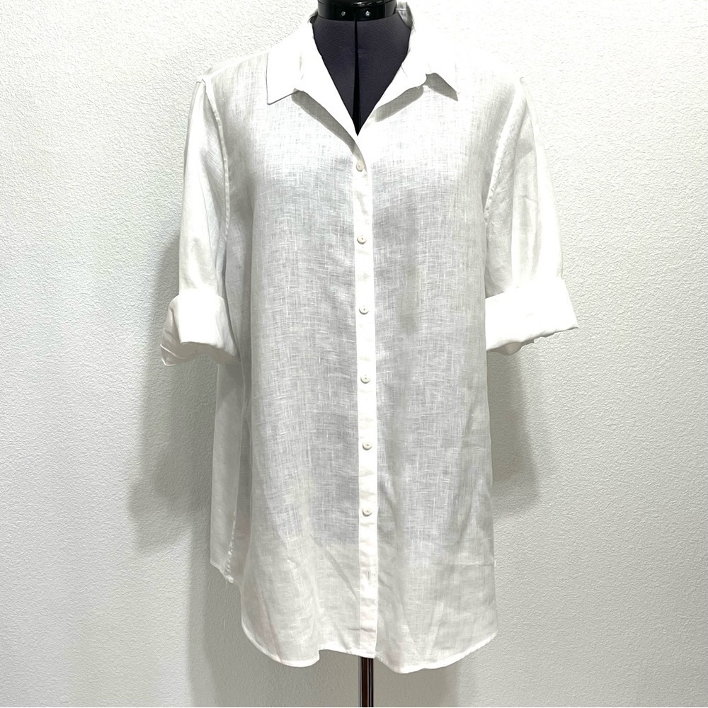 Chico's Woman 100% LINEN Tunic Shirt Size 2